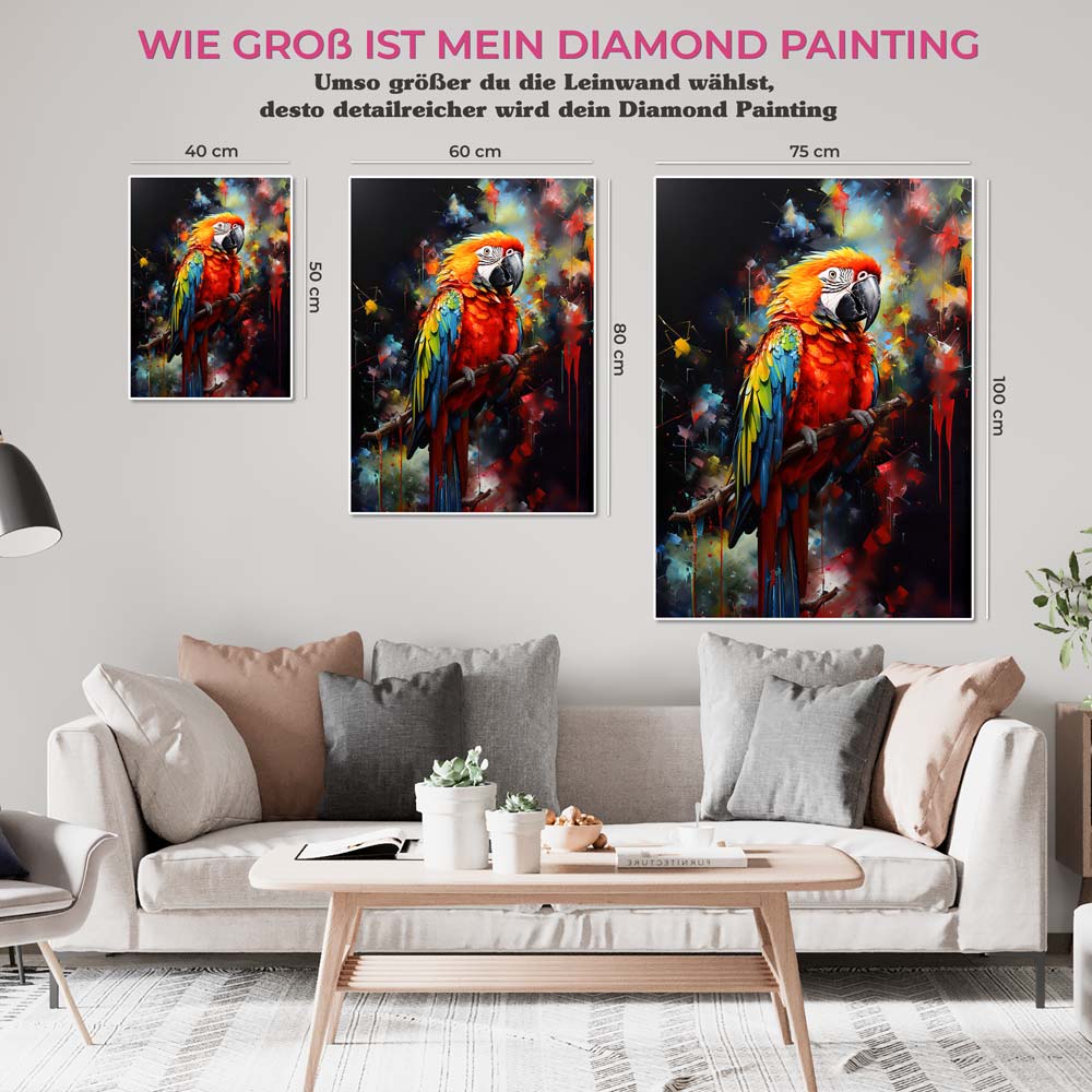 5D Diamond Painting AB Steine Papagei mit 100 Farben, Unique-Diamond