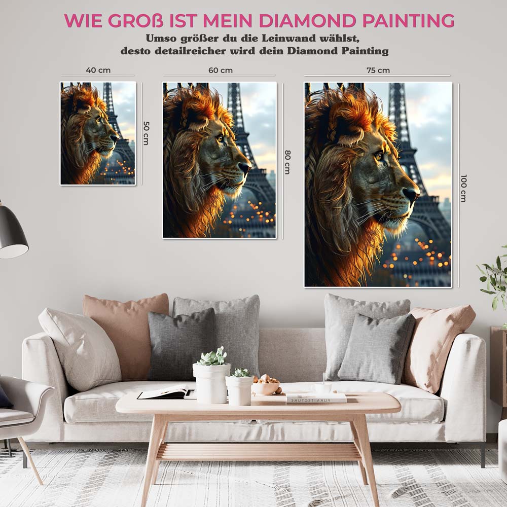 5D Diamond Painting AB Steine Paris Lion, Unique-Diamond