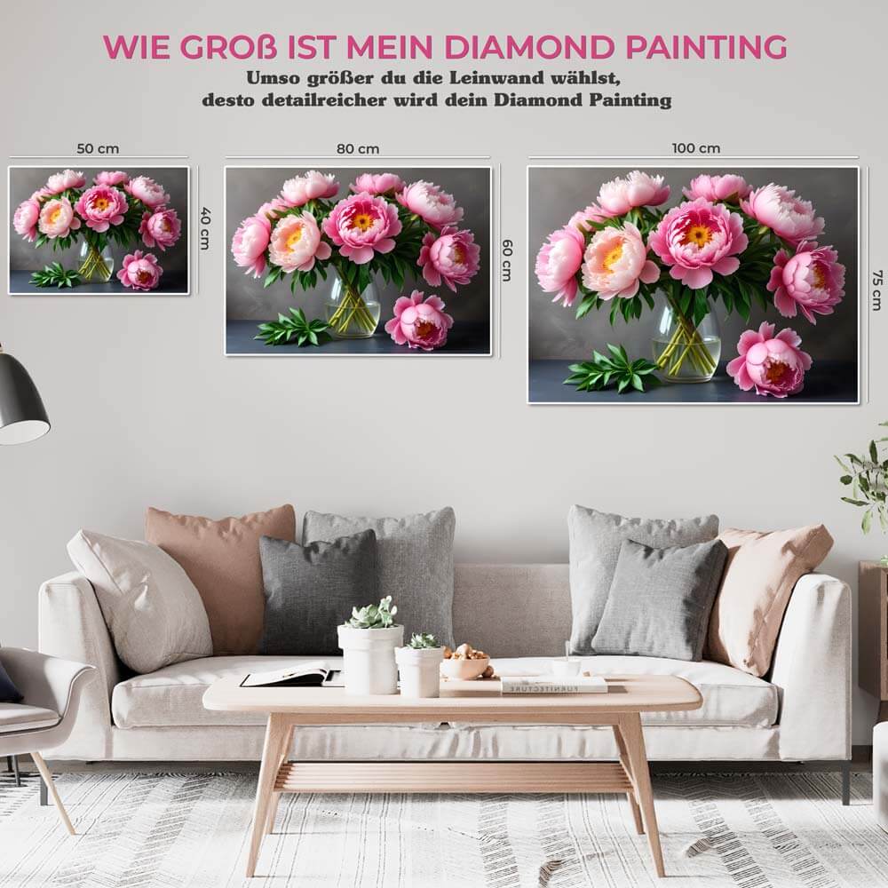 5D Diamond Painting AB Steine Pfingstrosen, Unique-Diamond