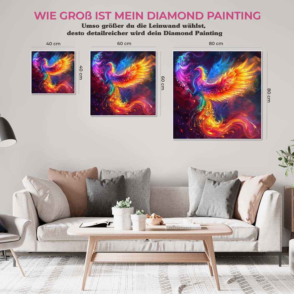 5D Diamond Painting AB Steine Phönix mit 100 Farben, Unique-Diamond