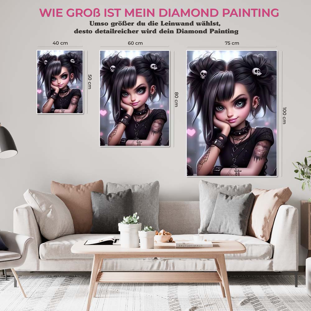 5D Diamond Painting AB Steine Punk Lady, Unique-Diamond