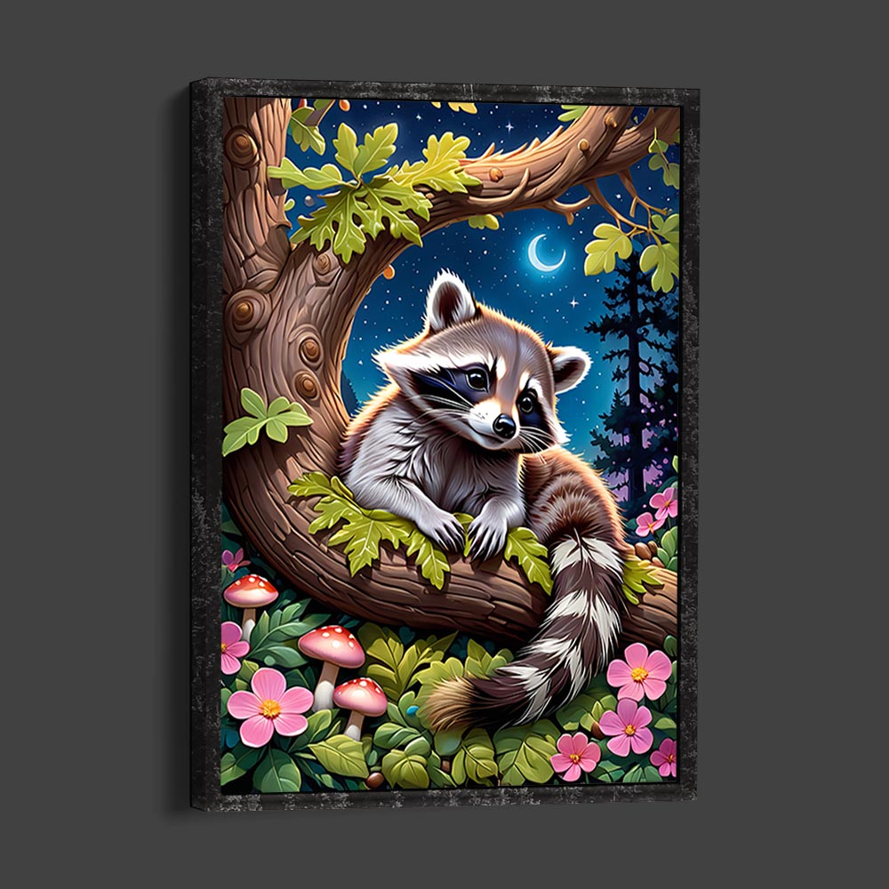 5D Diamond Painting AB Steine Racoon mit 100 Farben, Unique-Diamond