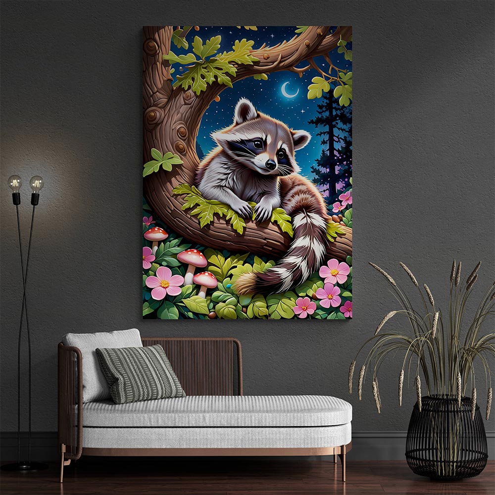 5D Diamond Painting AB Steine Racoon mit 100 Farben, Unique-Diamond