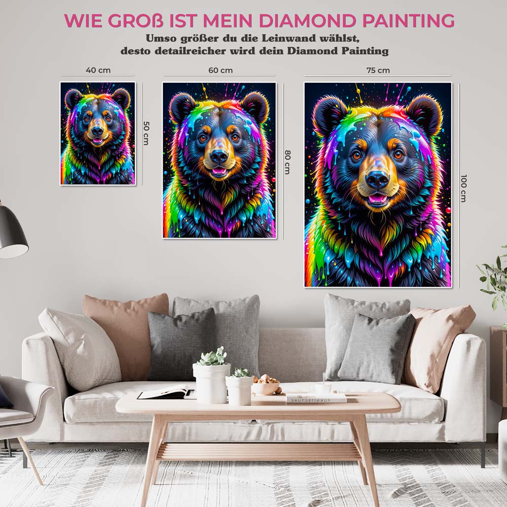 5D Diamond Painting AB Steine Rainbow Bear, Unique-Diamond