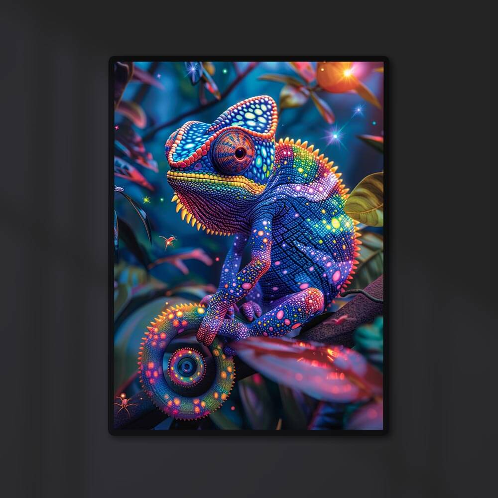 5D Diamond Painting AB Steine Rainbow Chameleon Delight mit 100 Farben, Unique-Diamond