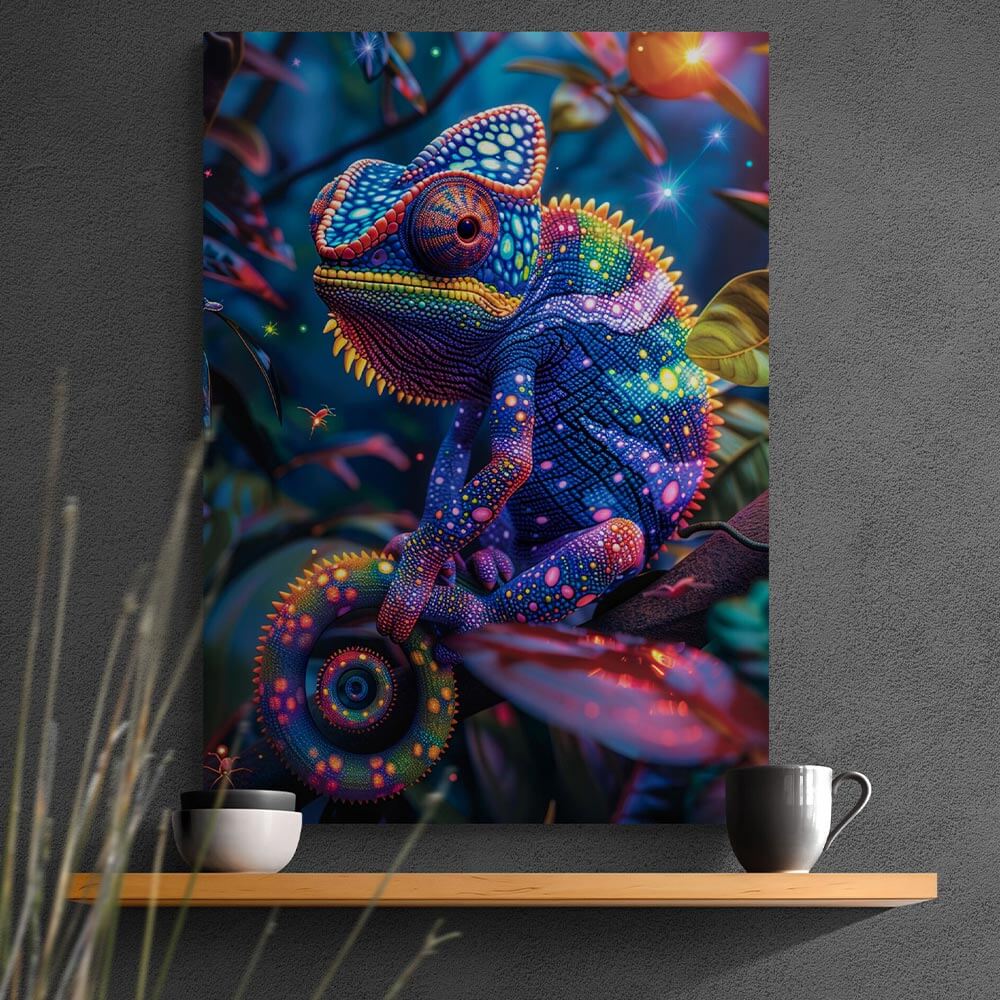 5D Diamond Painting AB Steine Rainbow Chameleon Delight mit 100 Farben, Unique-Diamond