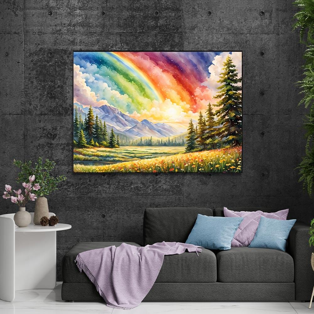 5D Diamond Painting AB Steine Rainbow Landscape mit 100 Farben, Unique-Diamond