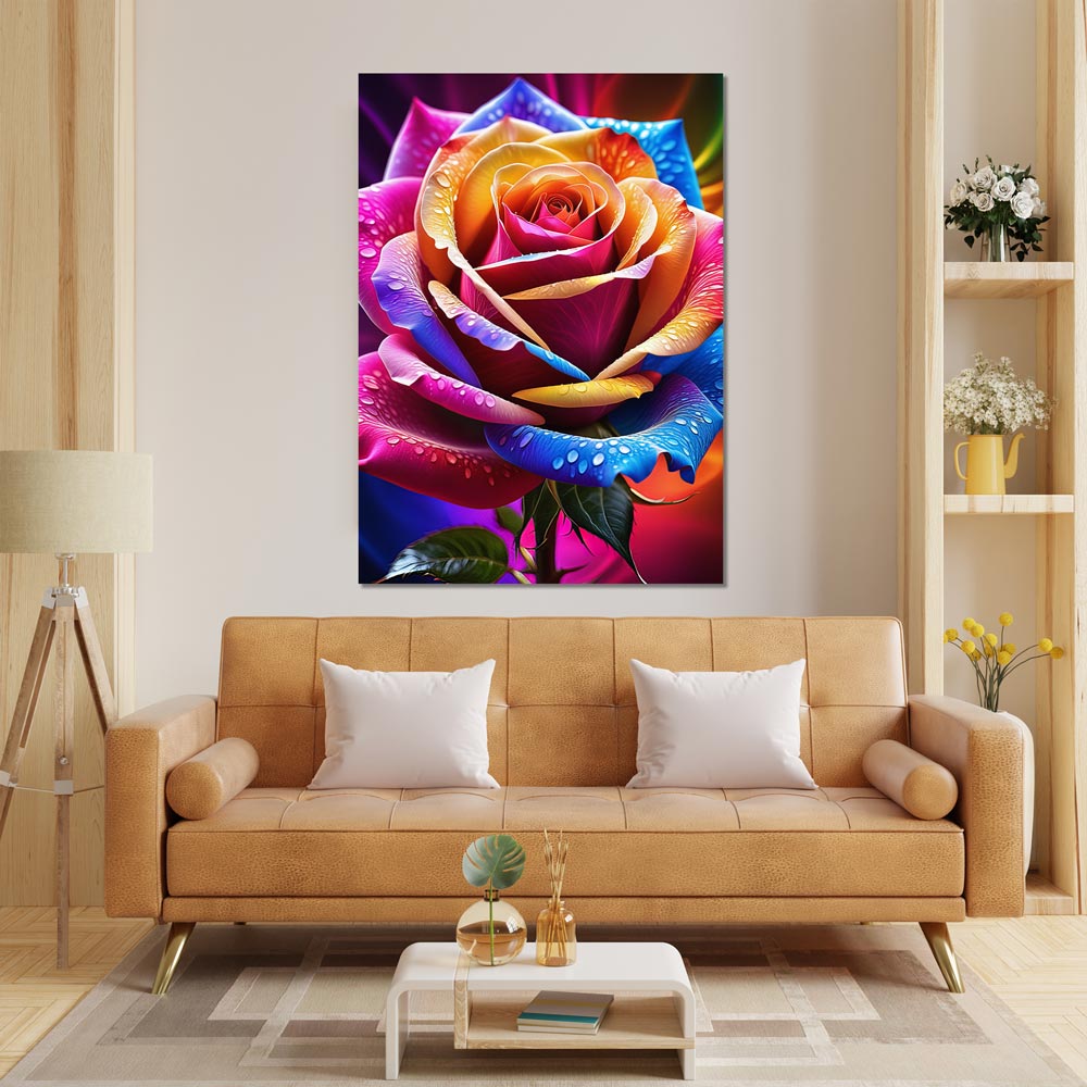 5D Diamond Painting AB Steine Rainbow Rose, Unique-Diaond