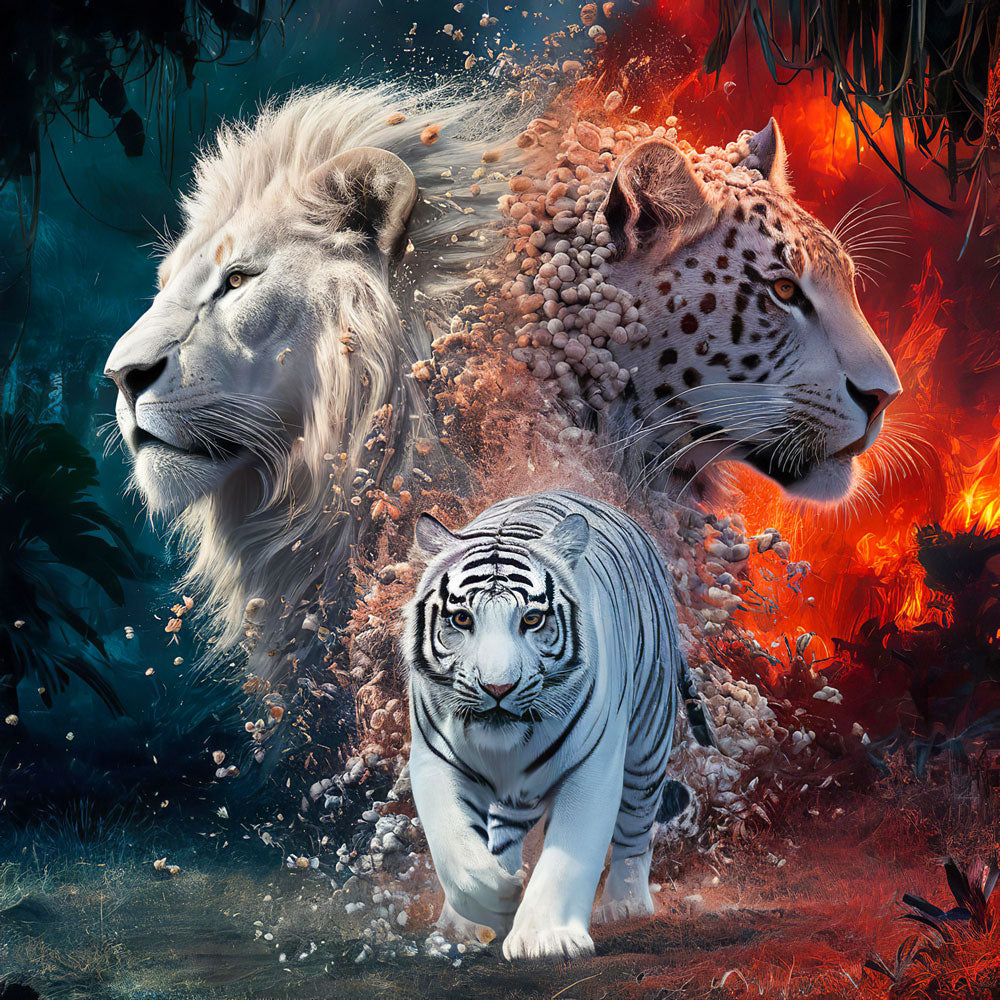 5D Diamond Painting AB Steine Raubkatzen mit 100 Farben, Unique-Diamond