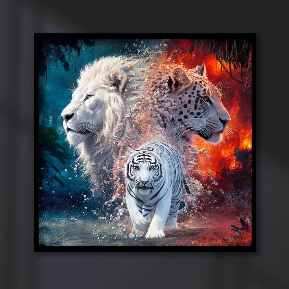 5D Diamond Painting AB Steine Raubkatzen mit 100 Farben, Unique-Diamond