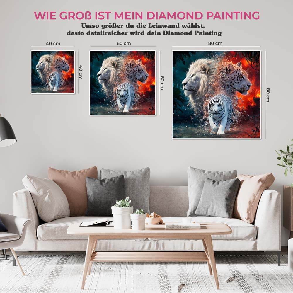 5D Diamond Painting AB Steine Raubkatzen mit 100 Farben, Unique-Diamond