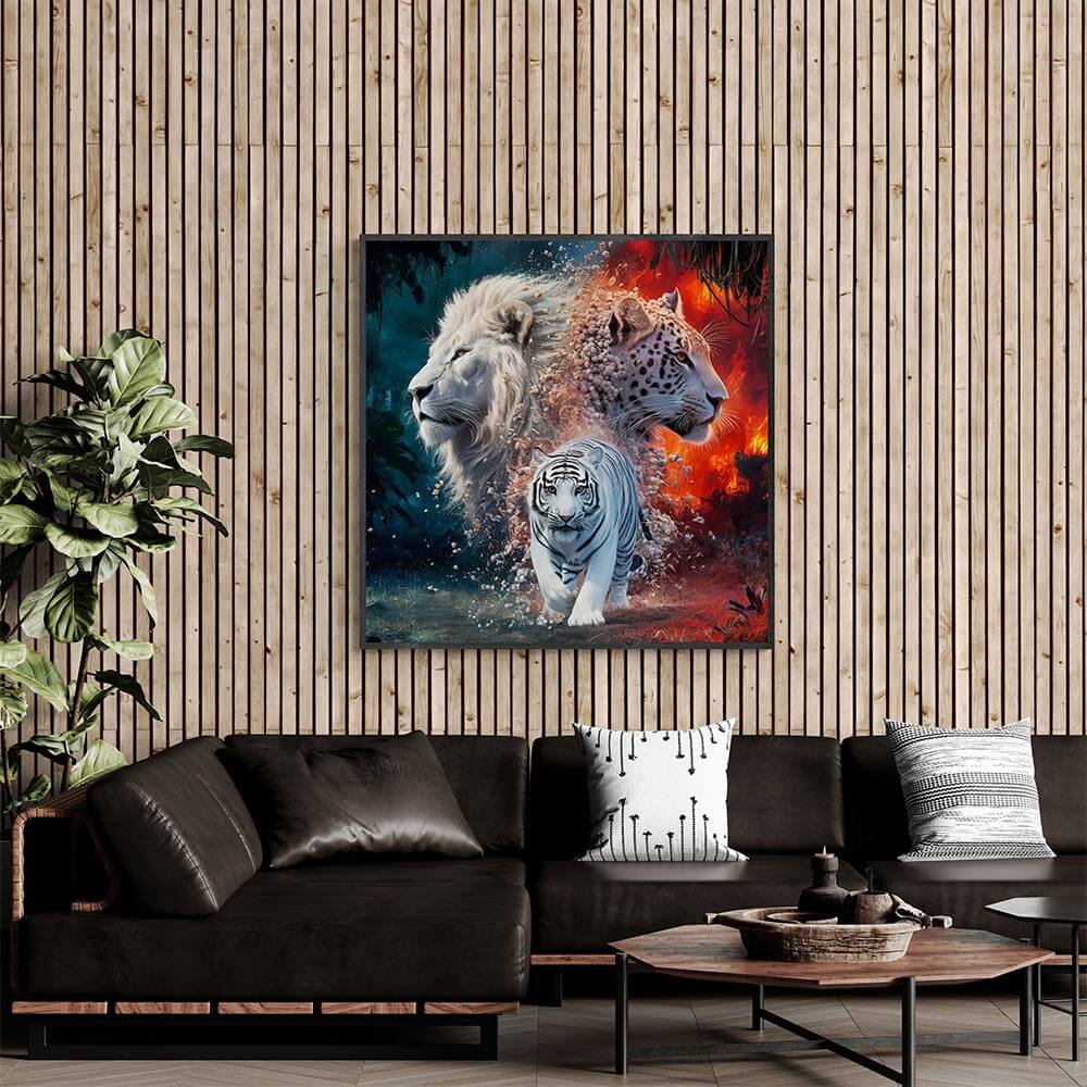 5D Diamond Painting AB Steine Raubkatzen mit 100 Farben, Unique-Diamond