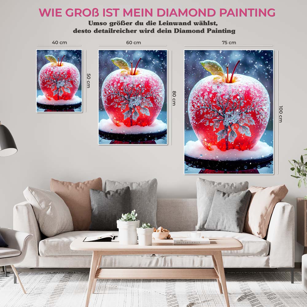 5D Diamond Painting AB Steine Red Crystal Apple, Unique-Diamond