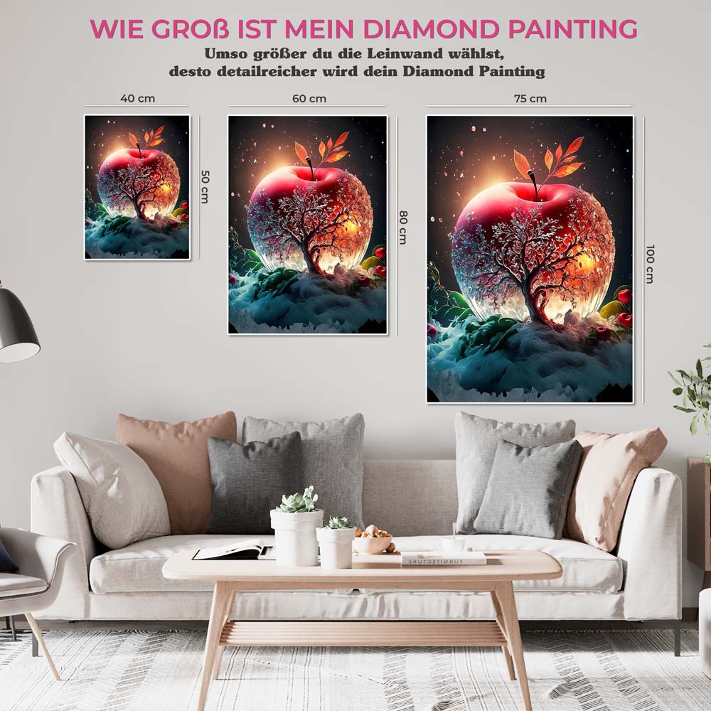 5D Diamond Painting AB Steine Red Crystal Apple, Unique-Diamond