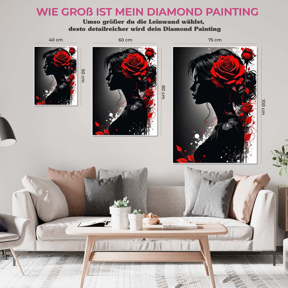 5D Diamond Painting AB Steine Red Rose, Unique-Diamond