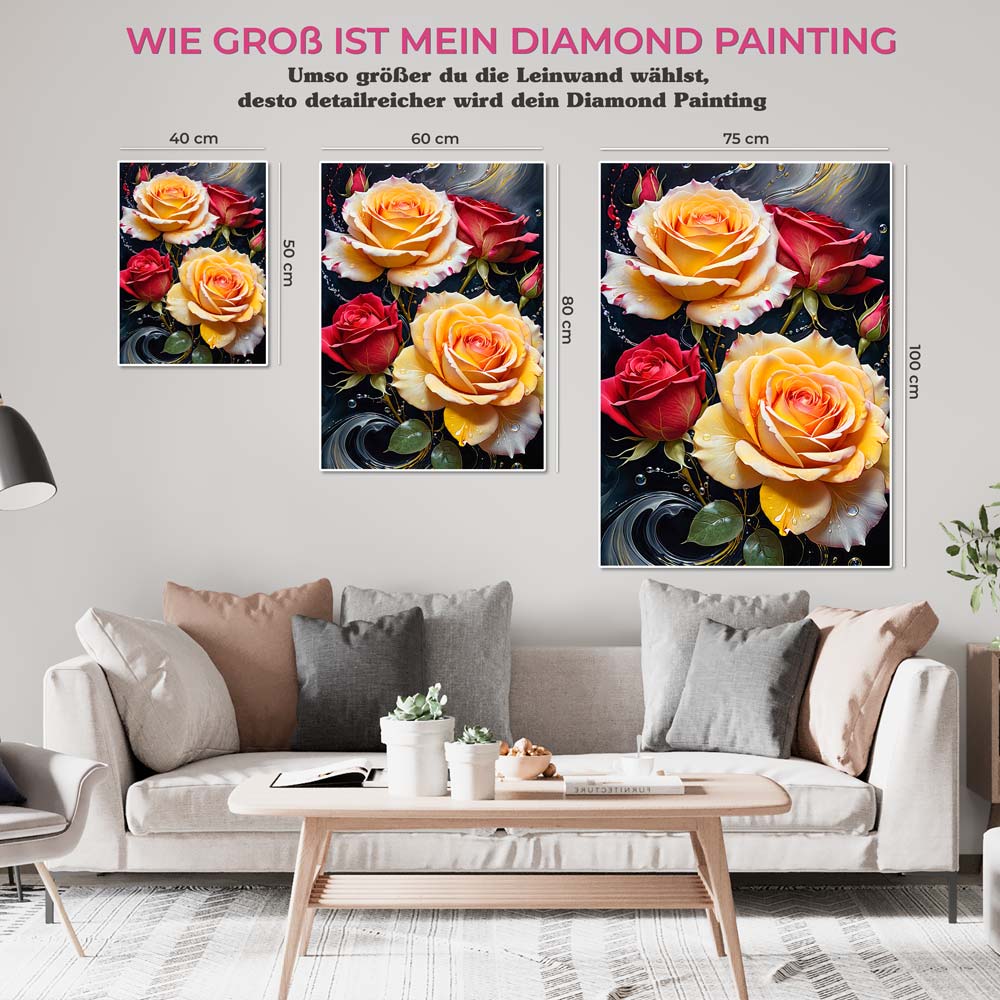 5D Diamond Painting AB Steine Rosen, Unique-Diamond