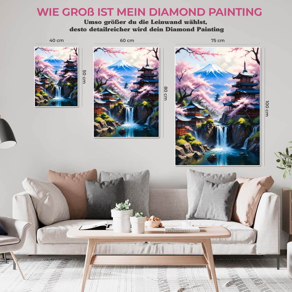 5D Diamond Painting AB Steine Sakura Sanctuary mit 100 Farben, Unique-Diamond-