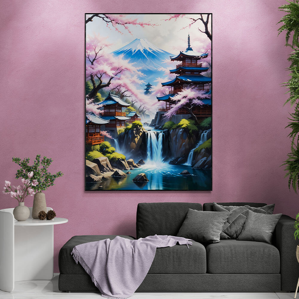 5D Diamond Painting AB Steine Sakura Sanctuary mit 100 Farben, Unique-Diamond-