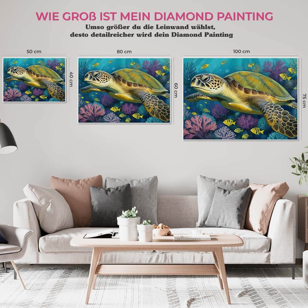 5D Diamond Painting AB Steine Schildkröte mit 100 Farben, Unique-Diamond