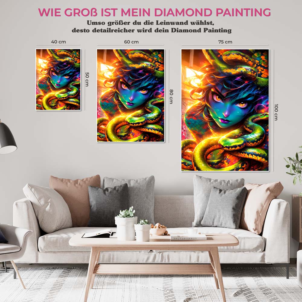 5D Diamond Painting AB Steine Schlangenbeschwörerin, Unique-Diamond