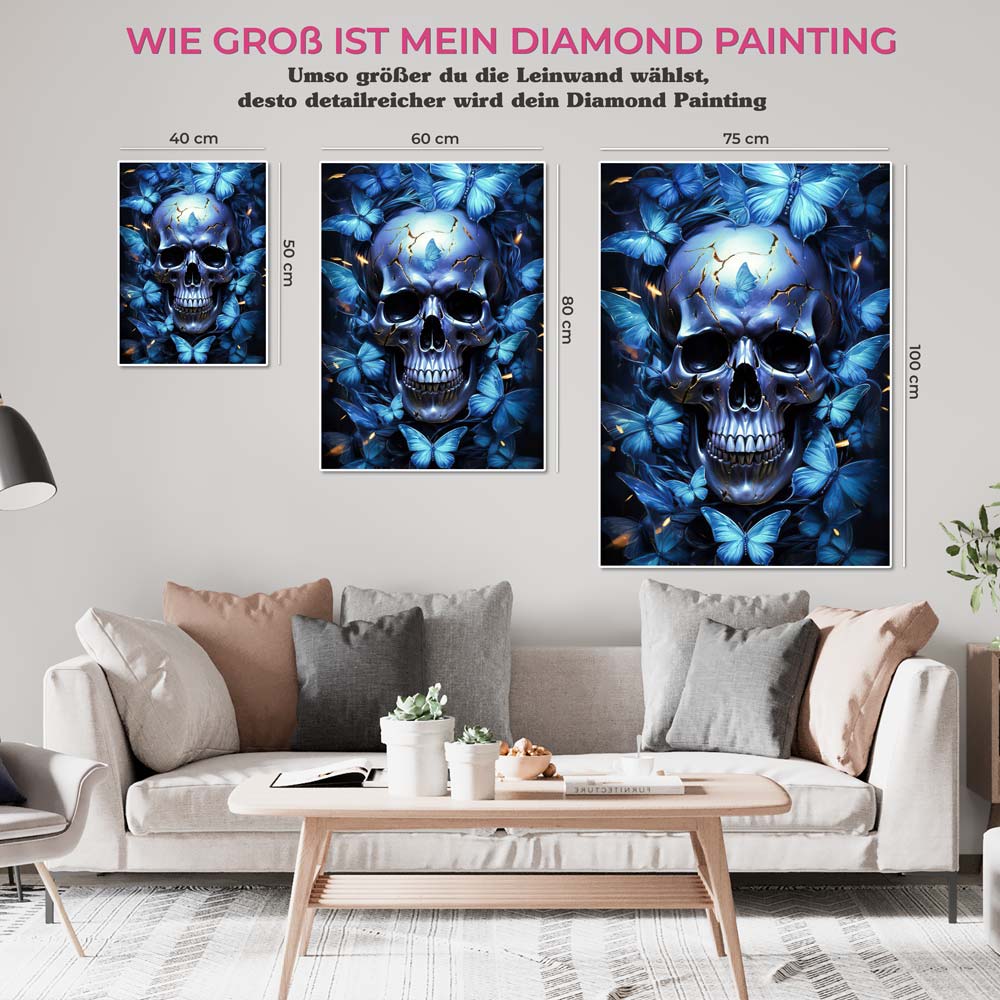 5D Diamond Painting AB Steine Schmetterling Schädel, Unique-Diamond