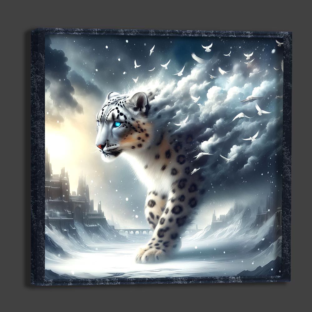 5D Diamond Painting AB Steine Schneeleopard, Unique-Diamond
