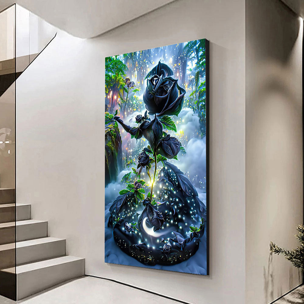 5D Diamond Painting XXL AB Steine Schwarze Rose, Unique-Diamond