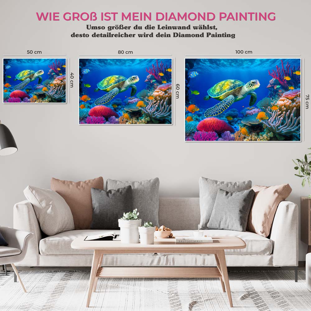 5D Diamond Painting AB Steine Schwimmende Schildkröte, Unique-Diamond