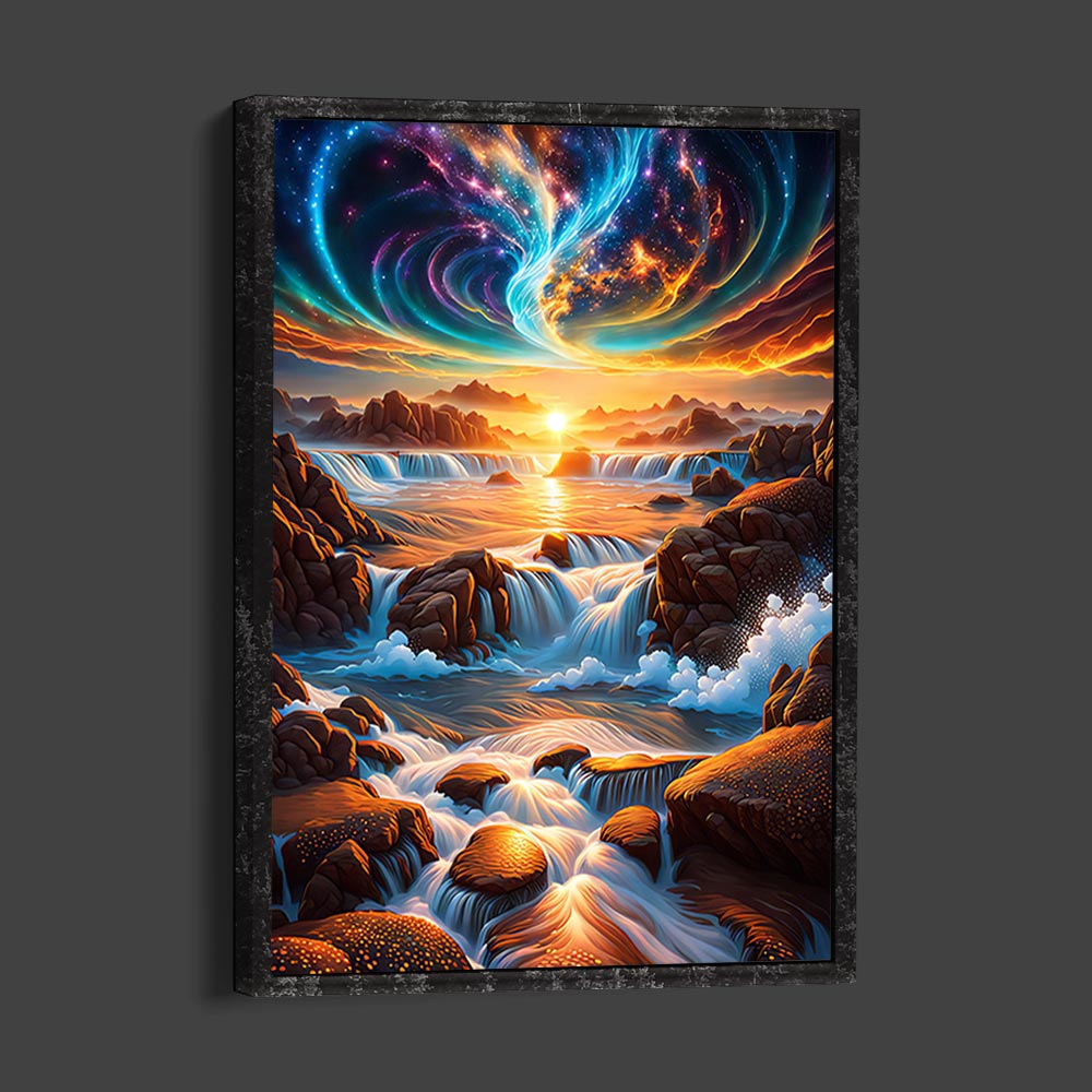 5D Diamond Painting AB Steine Sonnenuntergang mit 100 Farben, Unique-Diamond