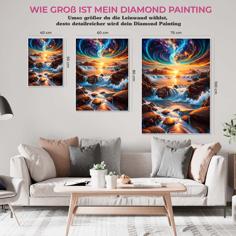 5D Diamond Painting AB Steine Sonnenuntergang mit 100 Farben, Unique-Diamond