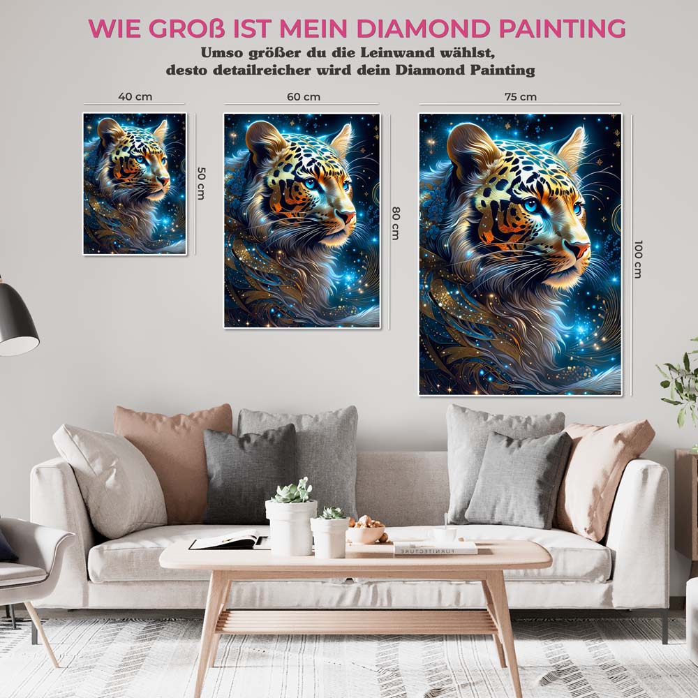 5D Diamond Painting AB Steine Starry Sky Leopard, Unique-Diamond
