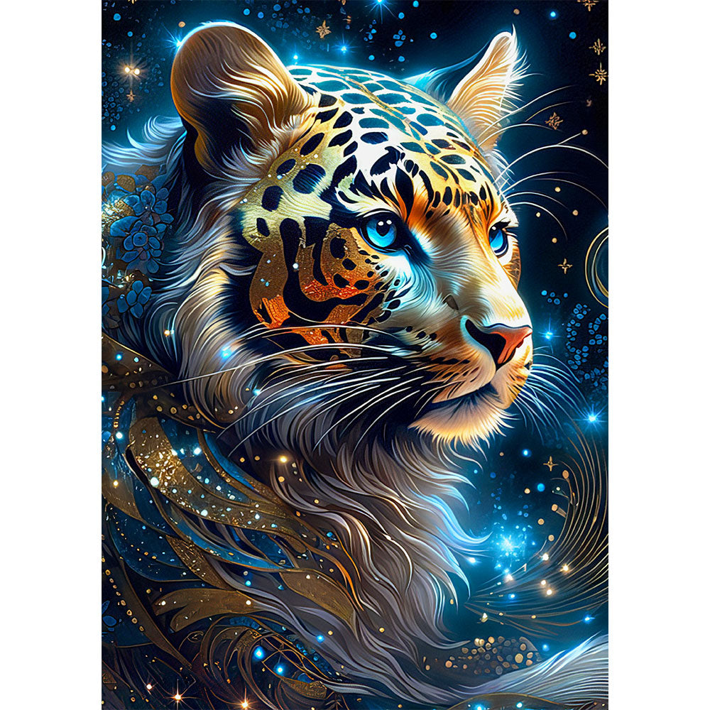 5D Diamond Painting AB Steine Starry Sky Leopard, Unique-Diamond