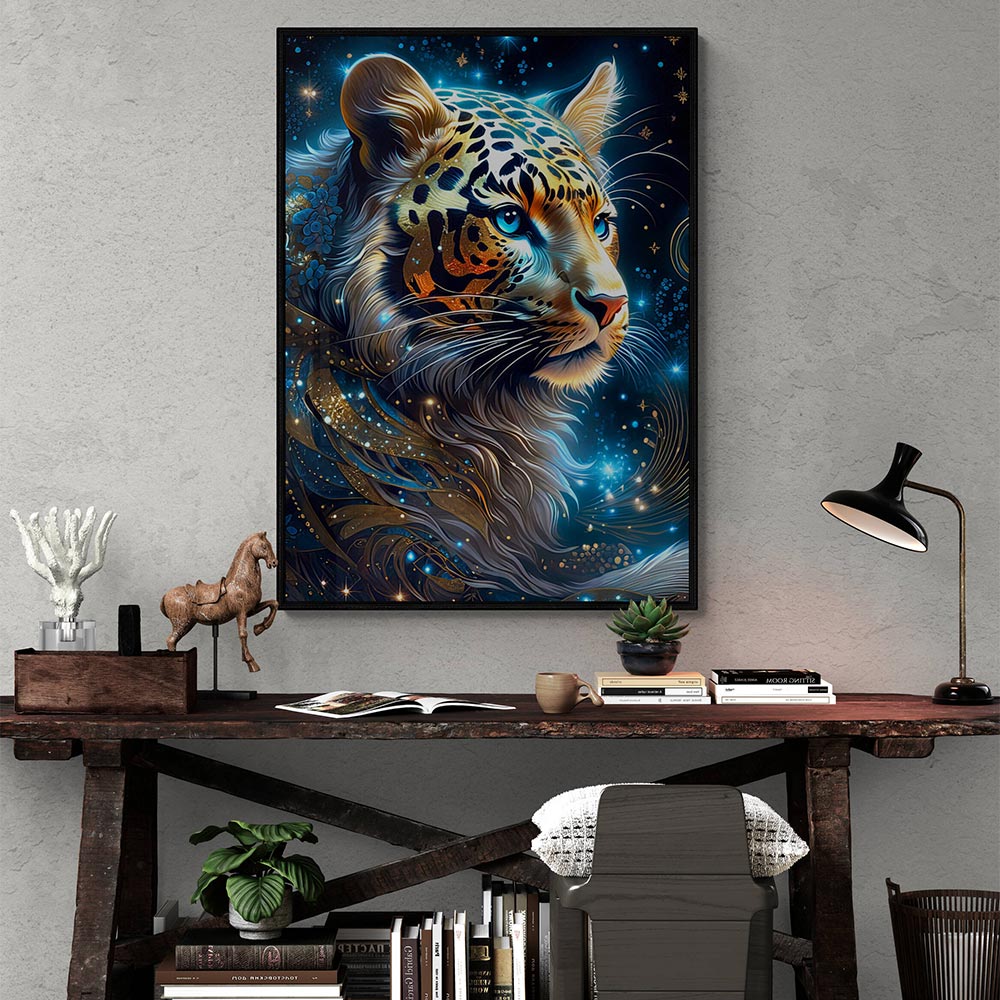 5D Diamond Painting AB Steine Starry Sky Leopard, Unique-Diamond