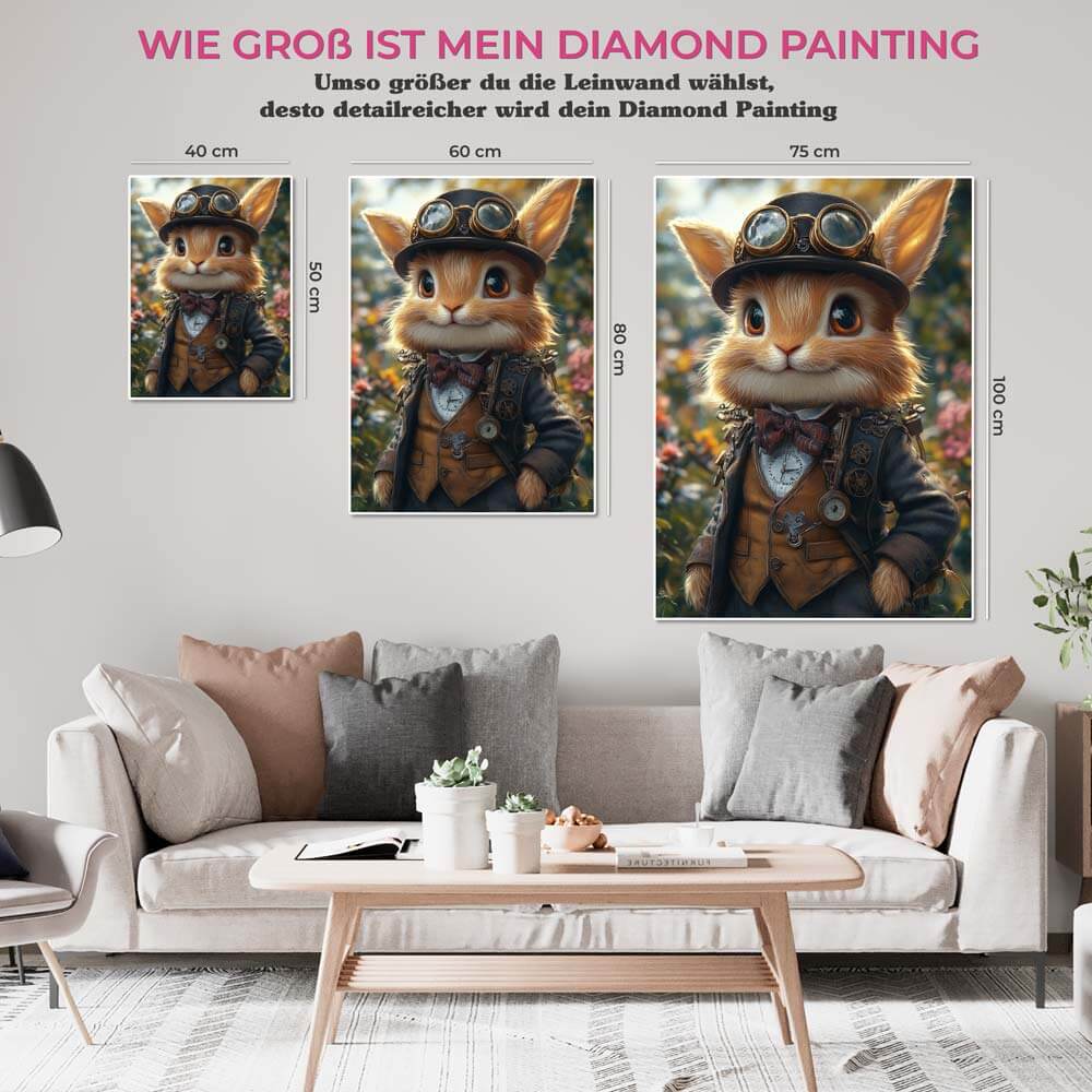 5D Diamond Painting AB Steine - Steampunk Hase, Unique-Diamond