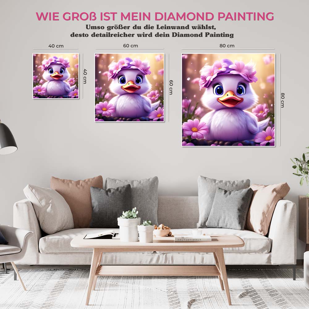 5D Diamond Painting AB Steine Sweet Duck, Unique-Diamond