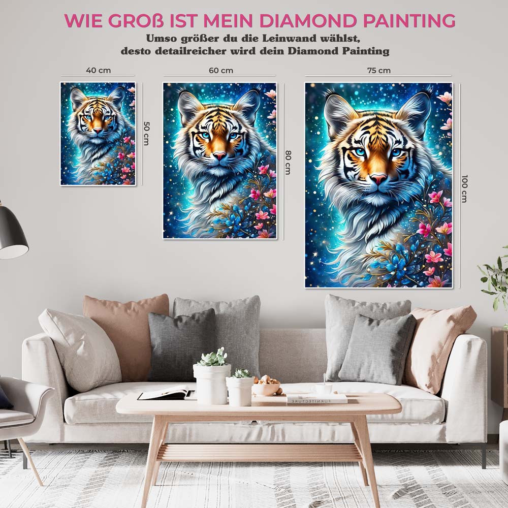 5D Diamond Painting AB Steine Tiger Mit Blumen, Unique-Diamond