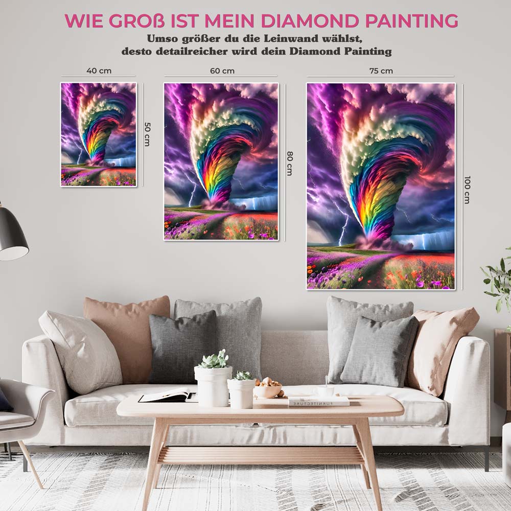5D Diamond Painting AB Steine Tornado mit 100 Farben, Unique-Diamond