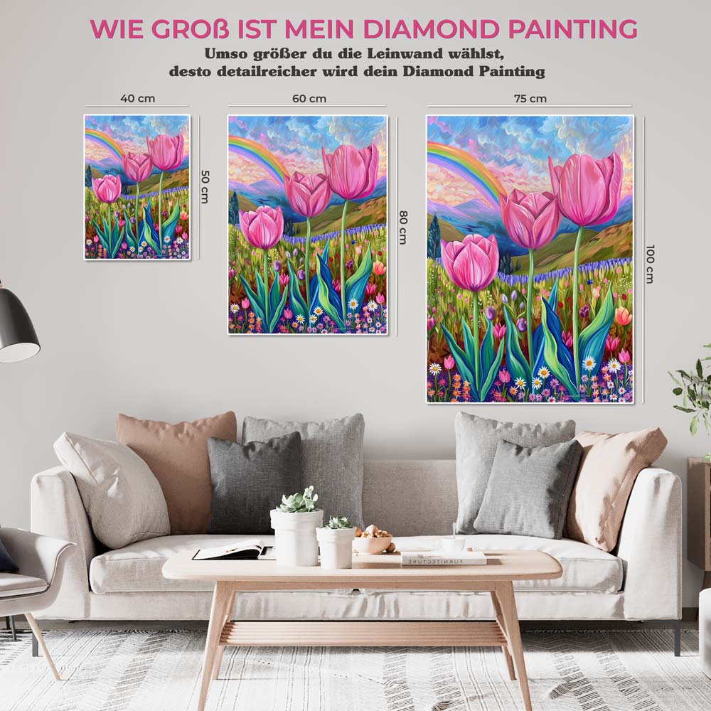 5D Diamond Painting AB Steine Tulpenfeld, Unique-Diamond