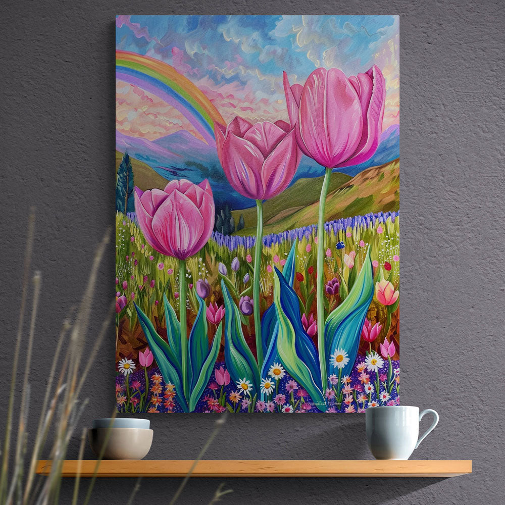 5D Diamond Painting AB Steine Tulpenfeld, Unique-Diamond