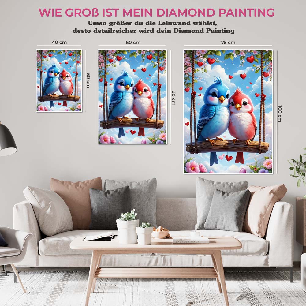 5D Diamond Painting AB Steine Vogelliebe, Unique-Diamond