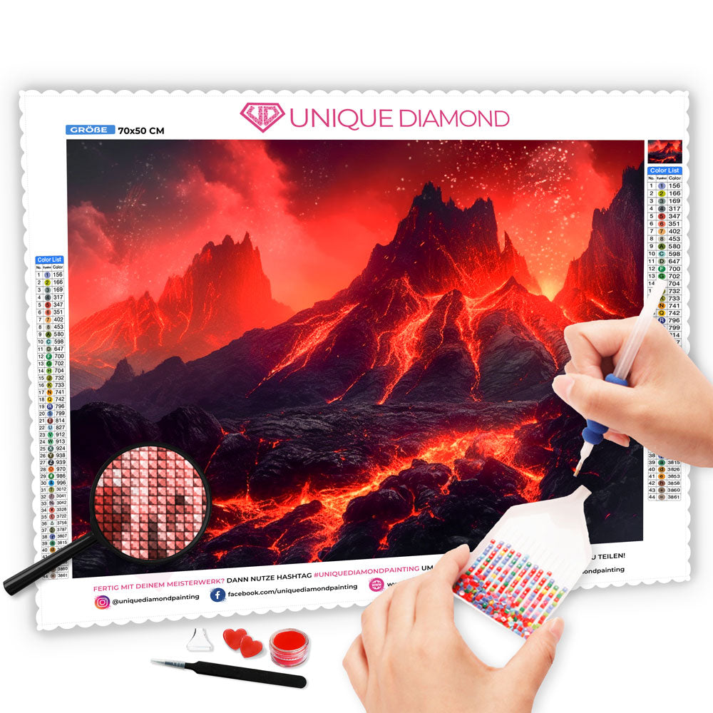 5D Diamond Painting AB Steine Vulkanausbruch, Unique-Diamond