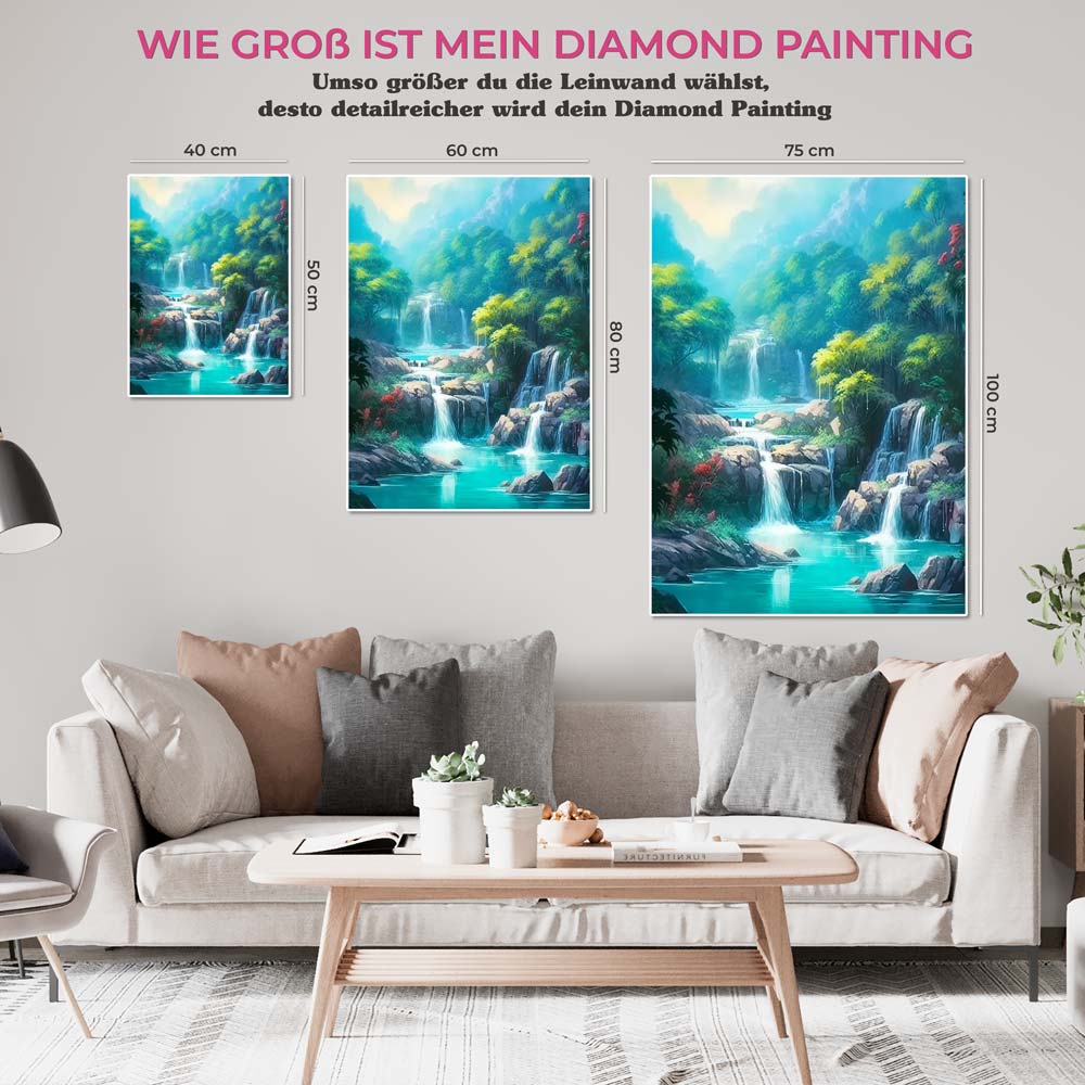 5D Diamond Painting AB Steine Wasserfall in den Bergen, Unique-Diamond