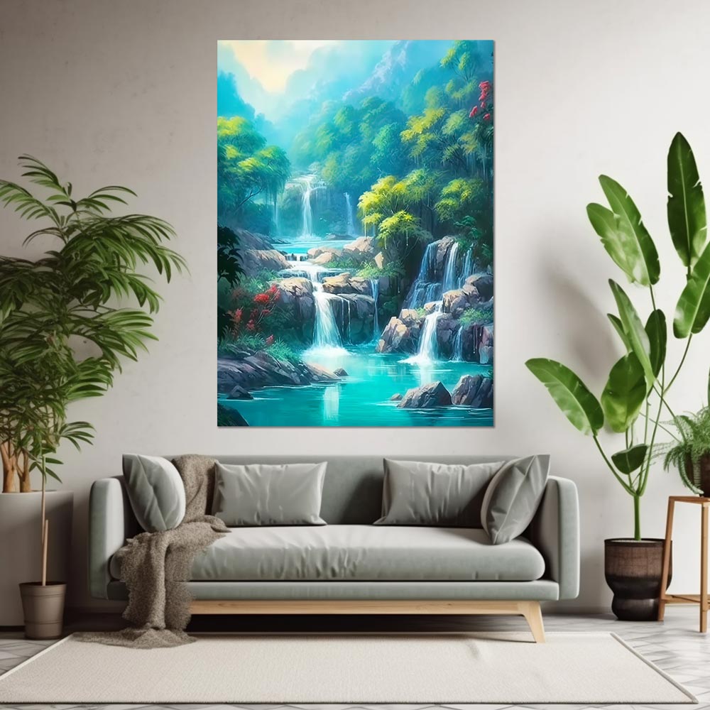 5D Diamond Painting AB Steine Wasserfall in den Bergen, Unique-Diamond