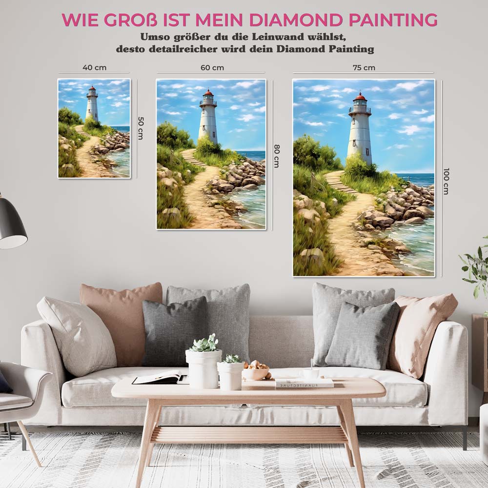 5D Diamond Painting Weg zum Leuchtturm, Unique-Diamond