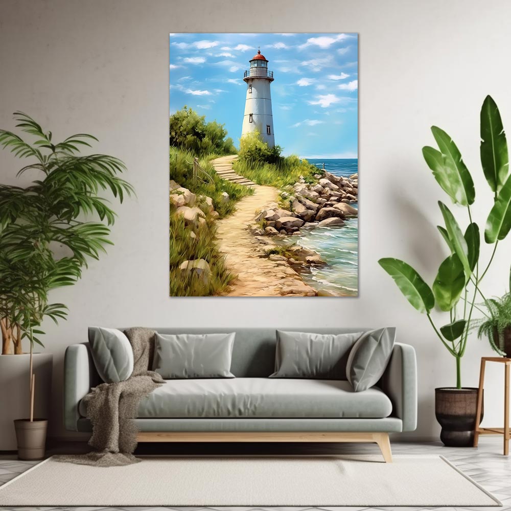 5D Diamond Painting Weg zum Leuchtturm, Unique-Diamond