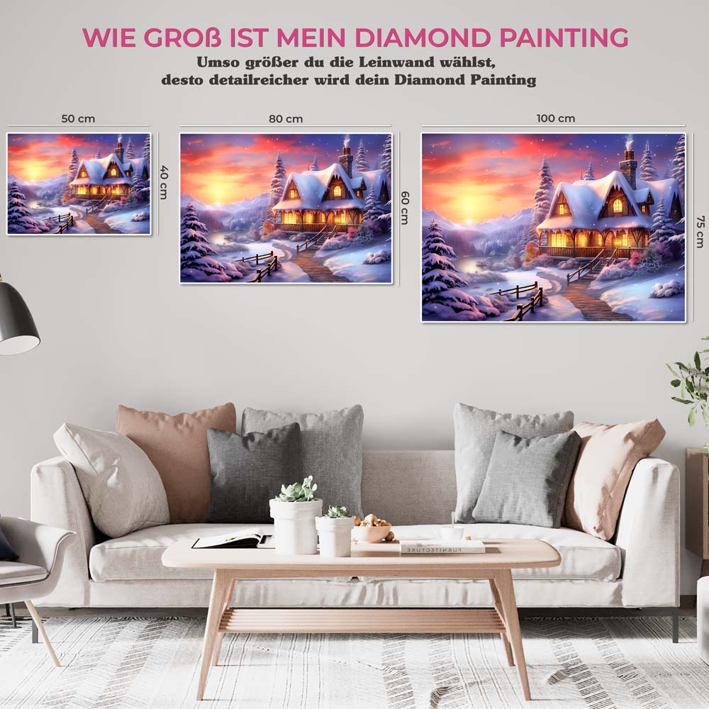 5D Diamond Painting AB Steine Winter Landschaft, Unique-Diamond