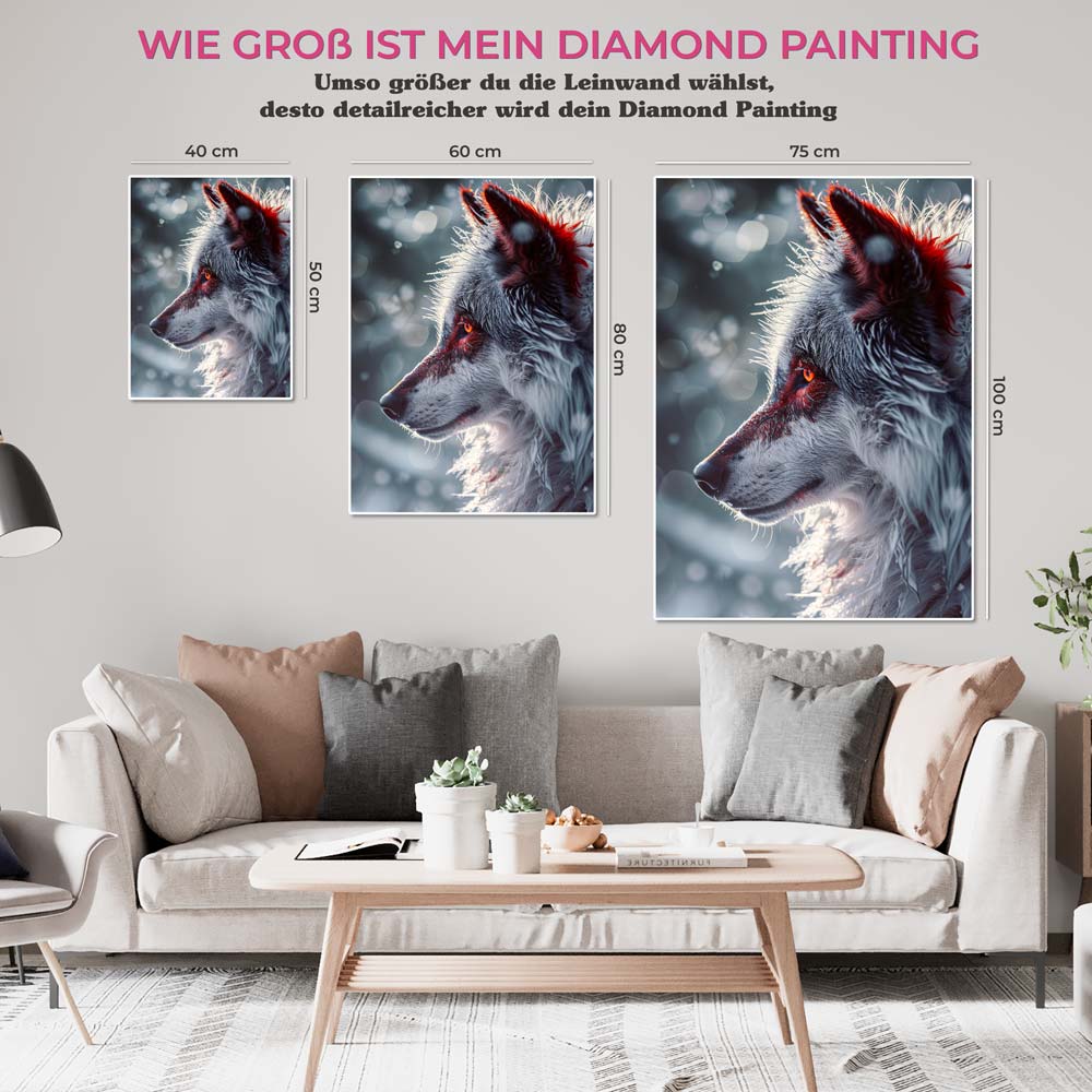 5D Diamond Painting AB Steine Wolf With Red Eyes, Unique-Diamond