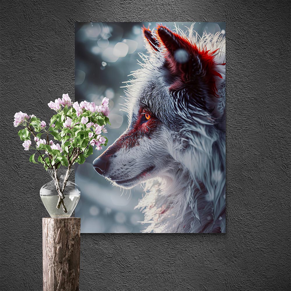 5D Diamond Painting AB Steine Wolf With Red Eyes, Unique-Diamond