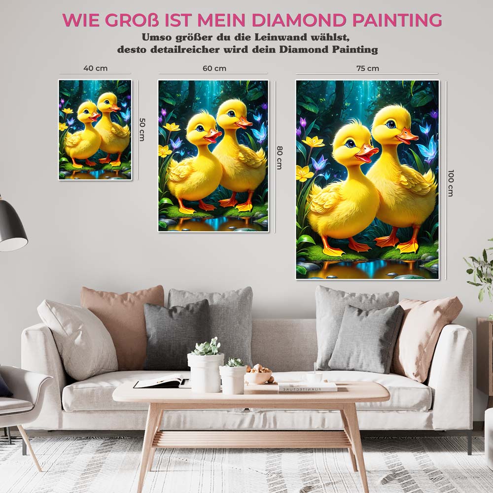 5D Diamond Painting AB Steine Zwei Gelbe Gänschen, Unique-Diamond