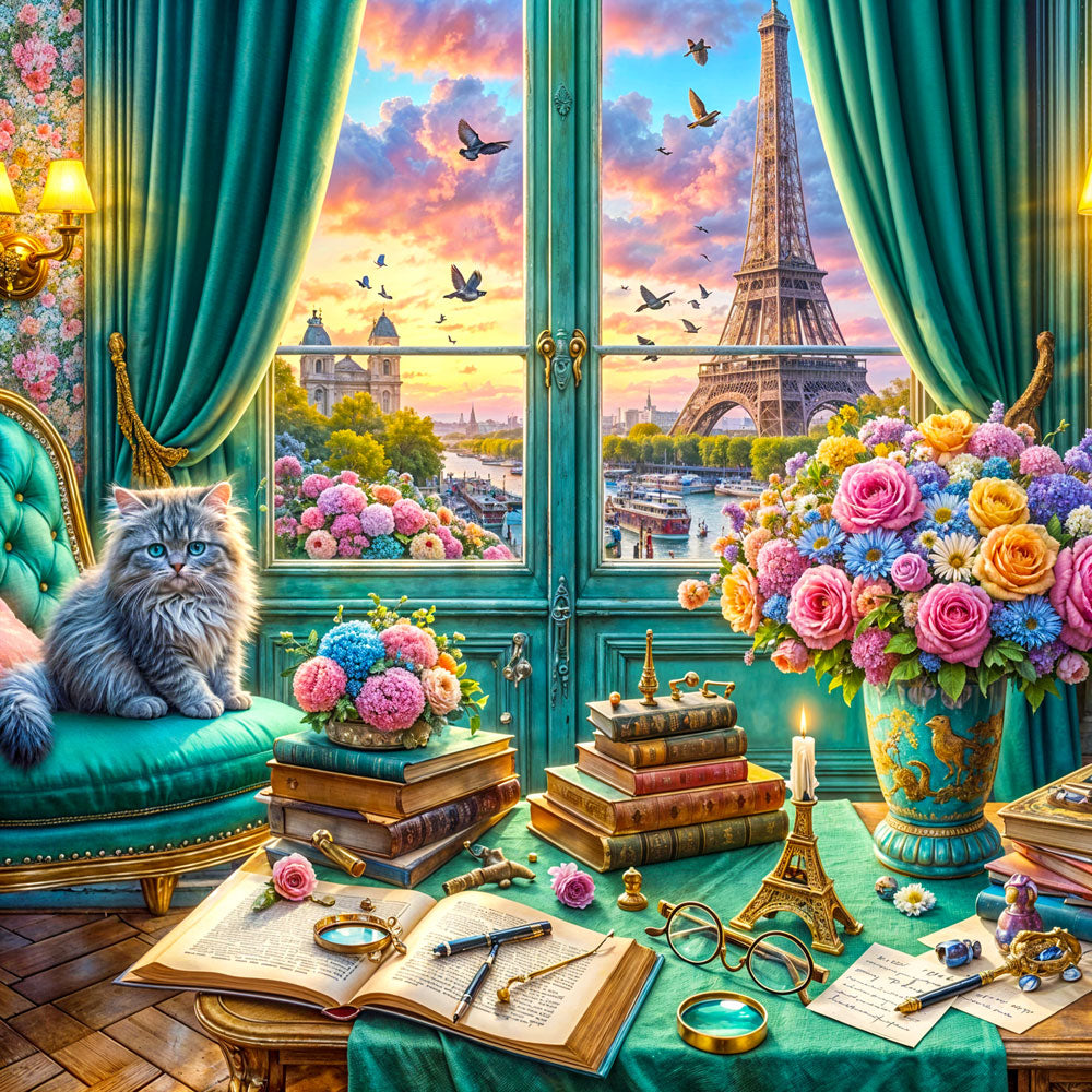 5D Diamond Painting AB Steine – Afternoon à Paris mit 100 Farben, Unique-Diamond